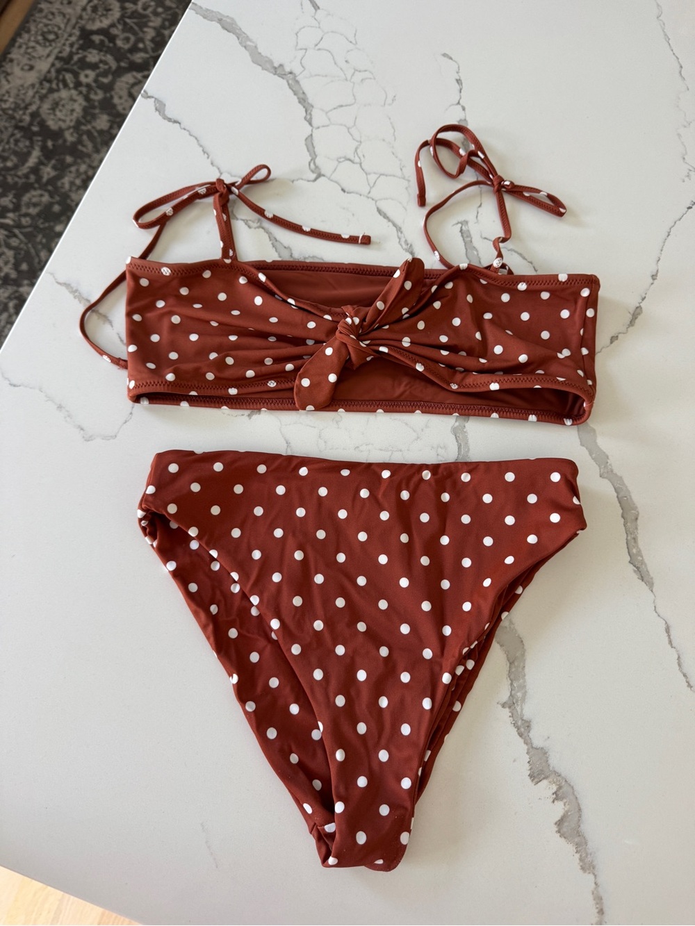 PacSun L.A. Hearts Polka Dot Bikini Top - Rust & White